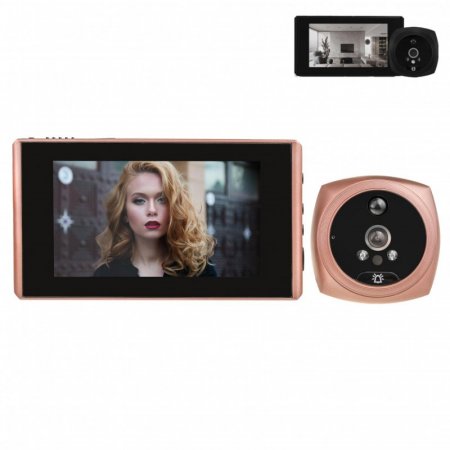 Digitálne dverové kukátko TS-1603 s nočným videním, detekciou pohybu a 4,3" LCD - Farba: Ružovozlatá